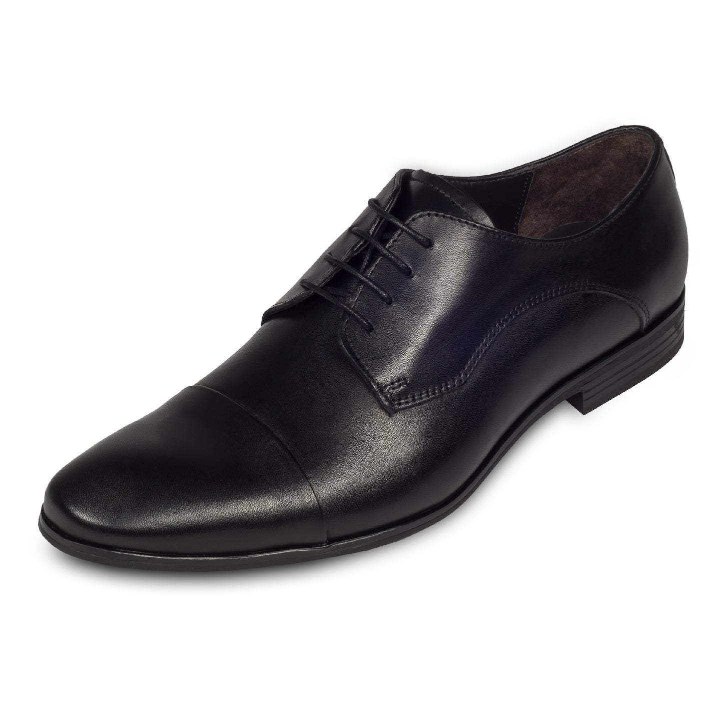 Nicola Benson Anzugschuh, Captoe Derby schwarz. Ansicht linker Schuh schräg
