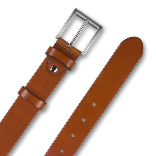 Ledergürtel cognac braun 3,5 cm breit Detailansichten