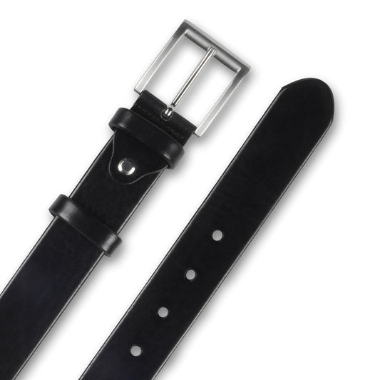 Ledergürtel schwarz ohne Naht, Schließe silber