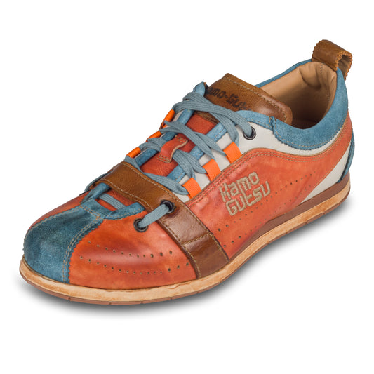 KAMO-GUTSU Sneaker Herren orange/türkis blau - Leder stone-washed  (TIFO-017 gel ice arancio)