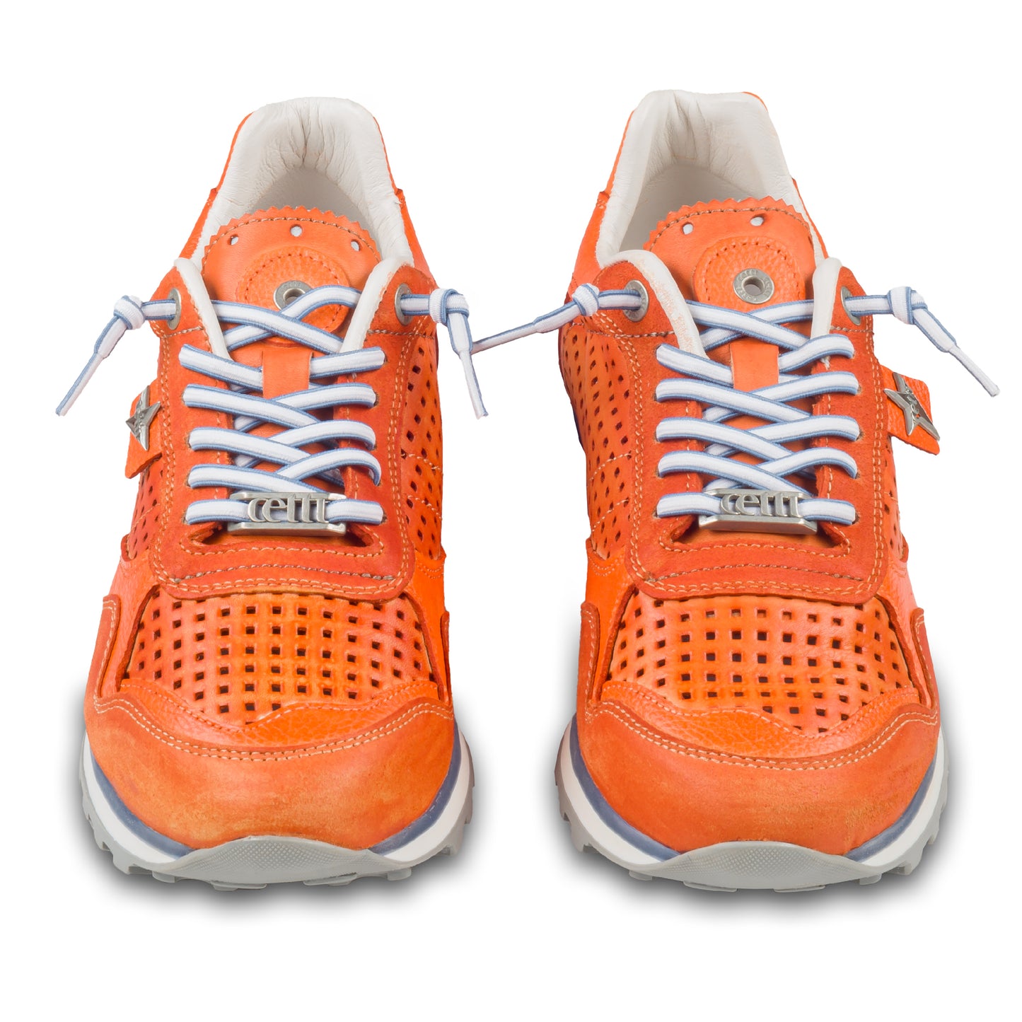 CETTI Herren Leder Sneaker, Modell „C848“ in orange (used tin ambar), Made in Spain. Paarweise Ansicht von vorne. 