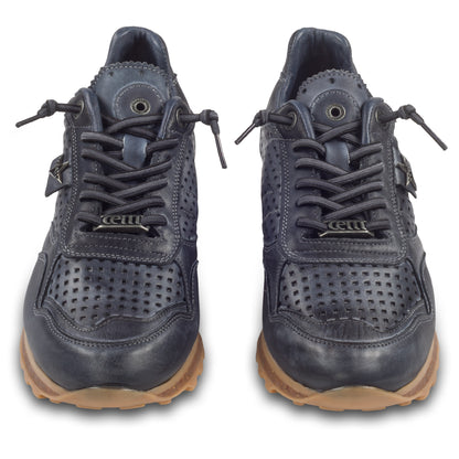 CETTI Herren Leder Sneaker, Modell „C848“ in braun (used tin testa). Perforiertes Leder. Made in Spain. Paarweise Ansicht von vorne