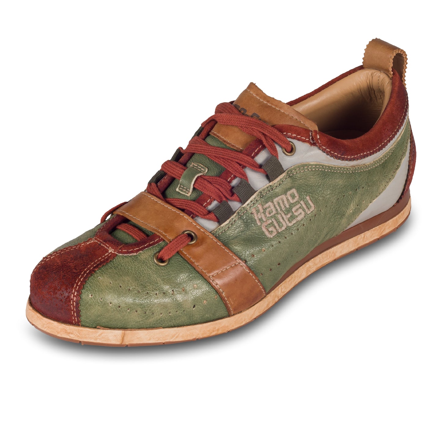 KAMO-GUTSU Sneaker Herren grün/braun - Leder stone-washed (TIFO-017 mattone menta)