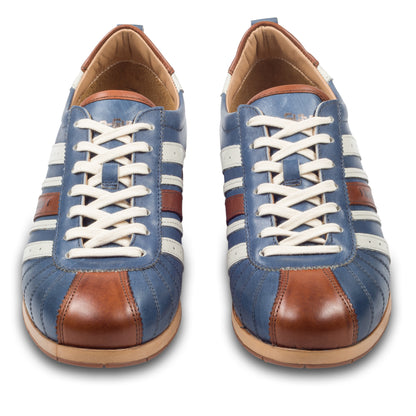 KAMO-GUTSU Sneaker Herren blau/braun, Kalbsleder (TIFO-049 ginepro cognac)