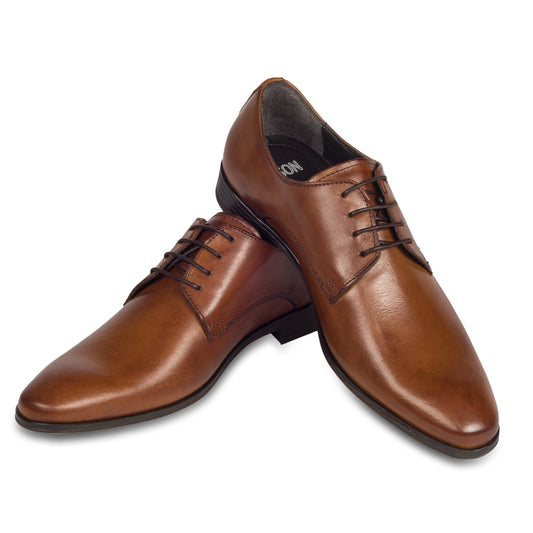 Nicola Benson | Leder Schnürer Plain Derby cognac braun, paarweise gekreuzt