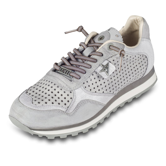 Cetti Herren Sneaker, grau, C-848 used tin stone, Kalbsleder Low-Top, Ansicht linker Schuh schräg