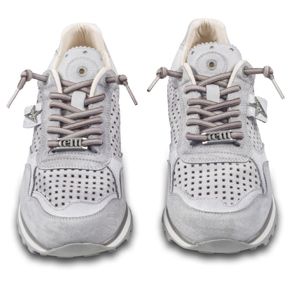 Cetti Herren Sneaker, grau, C-848 used tin stone, Kalbsleder Low-Top, Ansicht paarweise von vorne