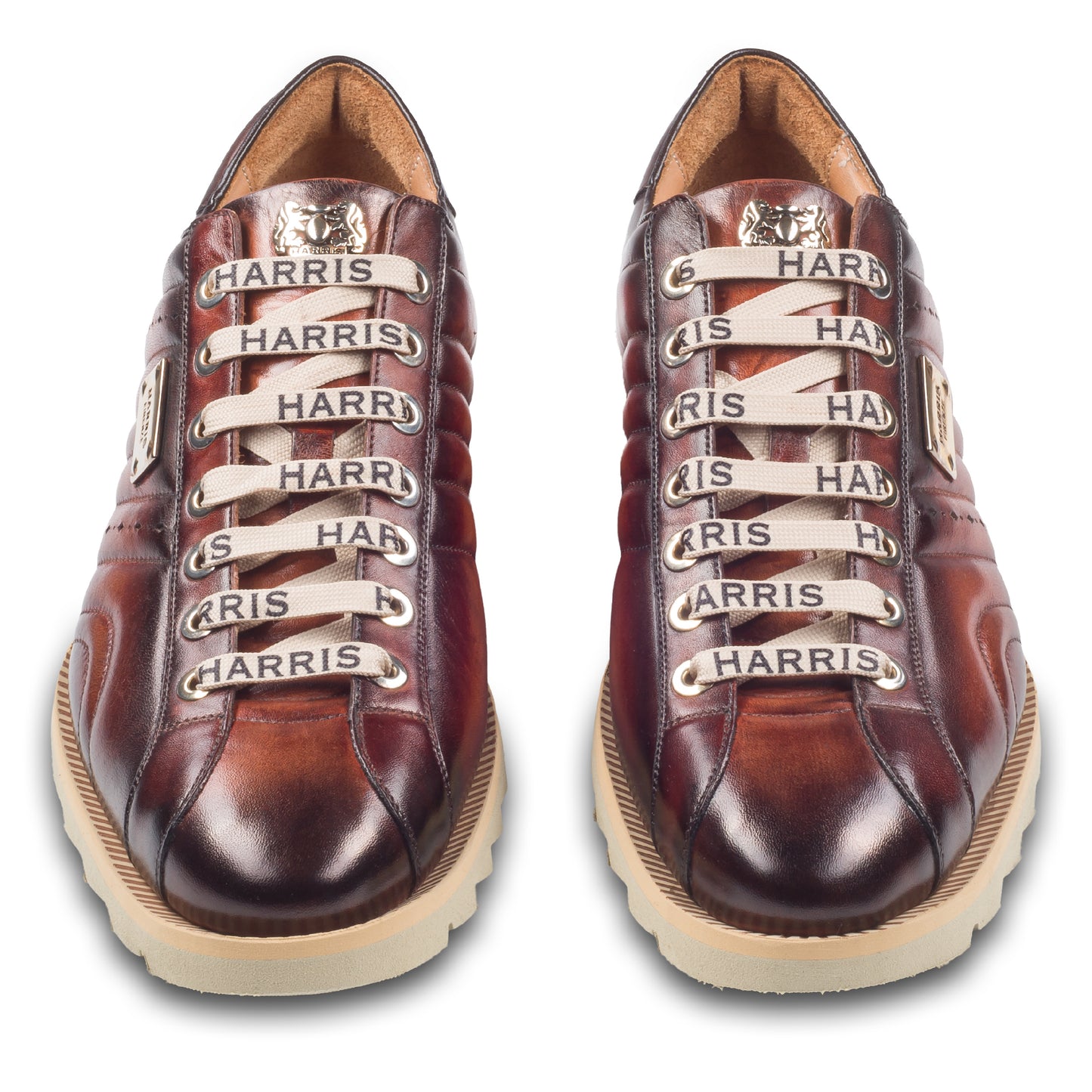 Harris Herren Sneaker / Schnür-Halbschuhe, braun edlen Nähten. Modell 0894. Made in Italy. Paarweise Ansicht von vorne