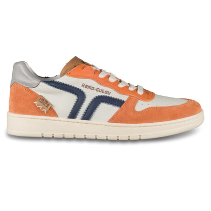 KAMO-GUTSU Sneaker Herren orange/weiß/blau - Leder (Campo-048 arancio denim)