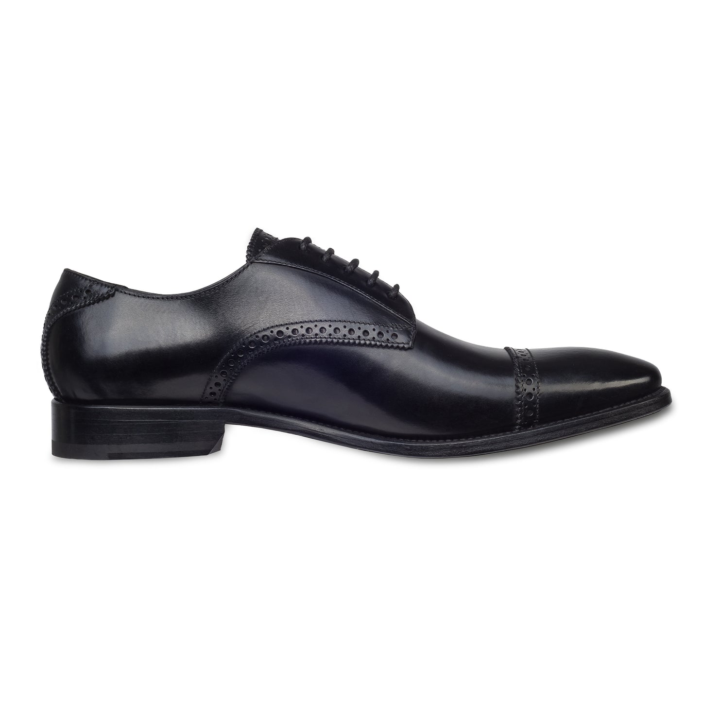 BRECOS Anzugschuhe | Quarter-Brogue Derby schwarz, Durchgenäht