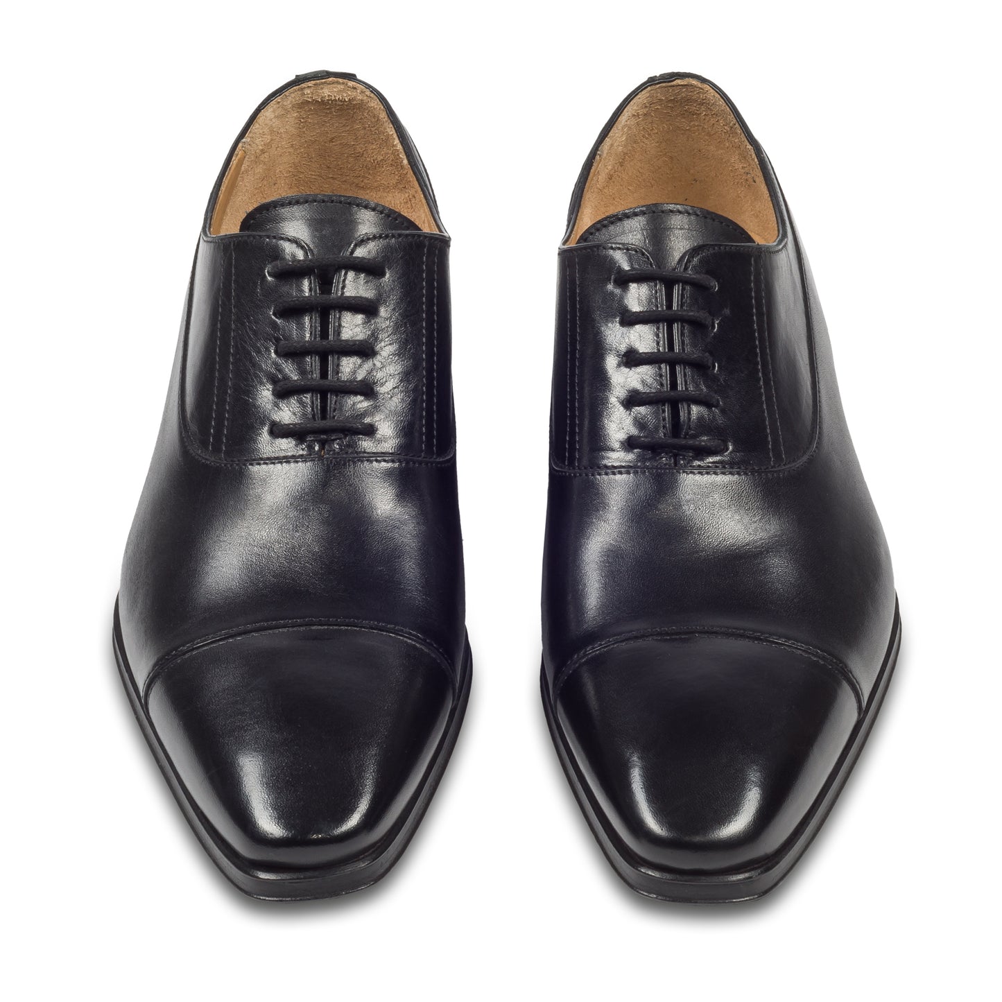 BRECOS Anzugschuhe | Captoe Oxford in schwarz, Durchgenäht