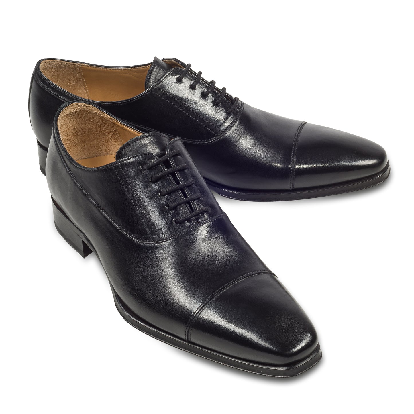 BRECOS Anzugschuhe | Captoe Oxford in schwarz, Durchgenäht