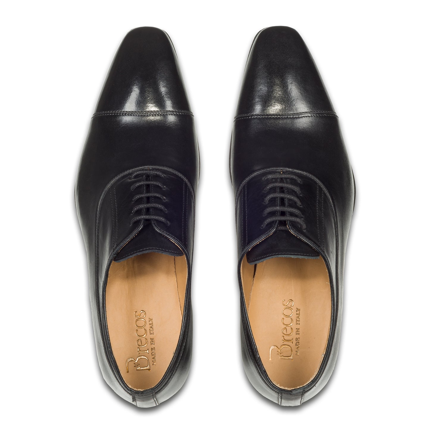 BRECOS Anzugschuhe | Captoe Oxford in schwarz, Durchgenäht