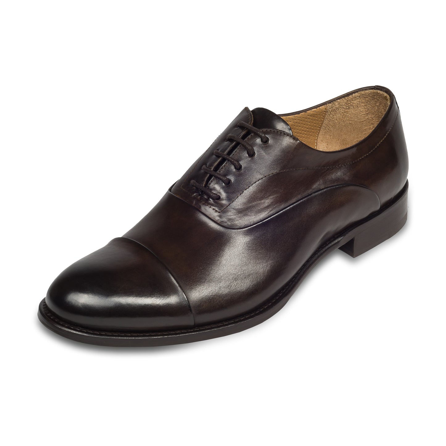 BRECOS Anzugschuhe | Captoe Oxford dunkelbraun, Durchgenäht