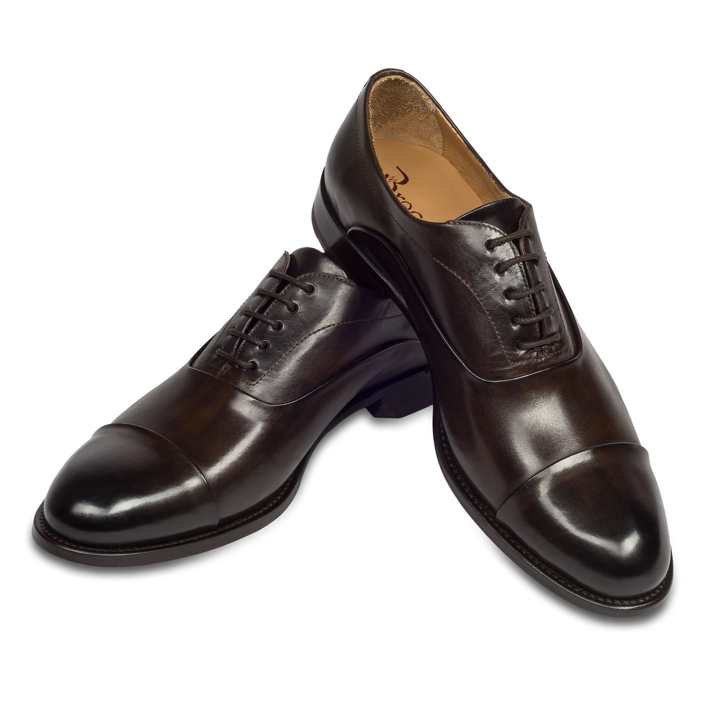 BRECOS Anzugschuhe | Captoe Oxford dunkelbraun, Durchgenäht