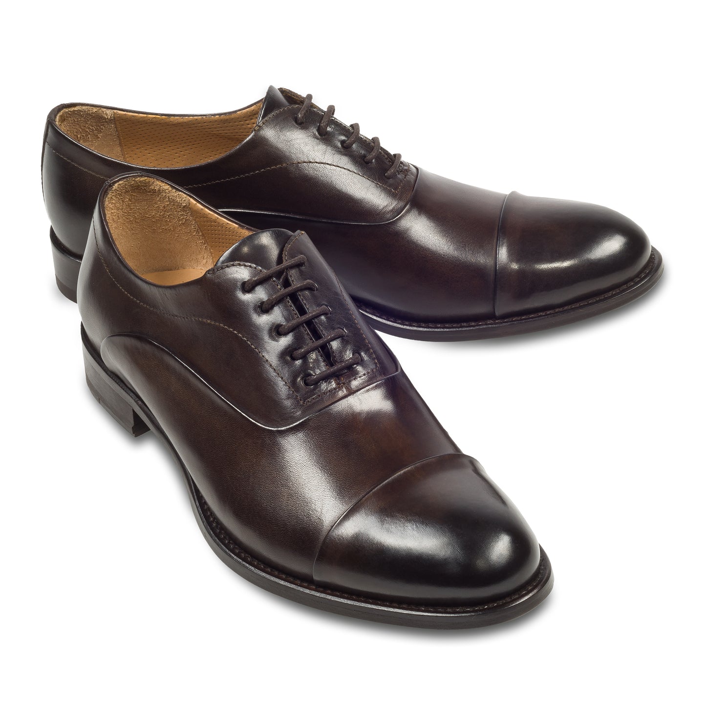 BRECOS Anzugschuhe | Captoe Oxford dunkelbraun, Durchgenäht