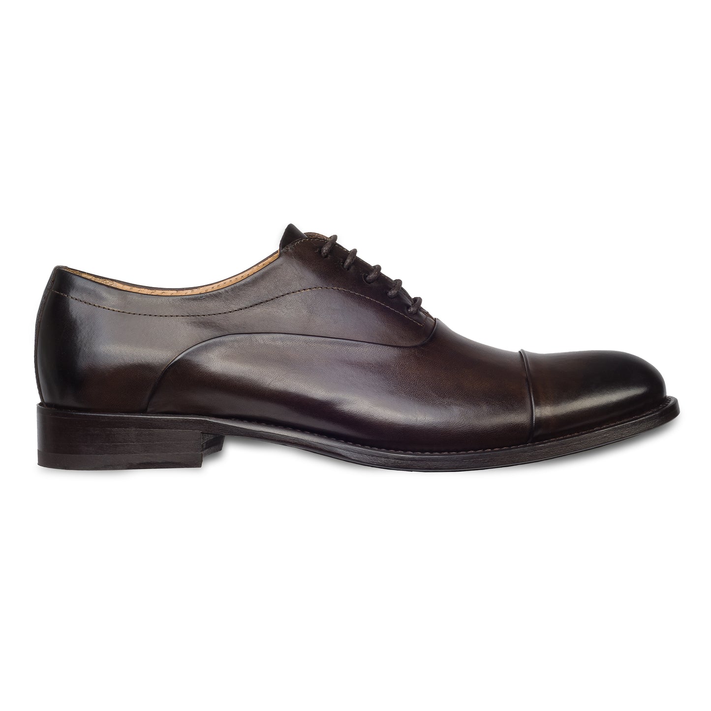 BRECOS Anzugschuhe | Captoe Oxford dunkelbraun, Durchgenäht