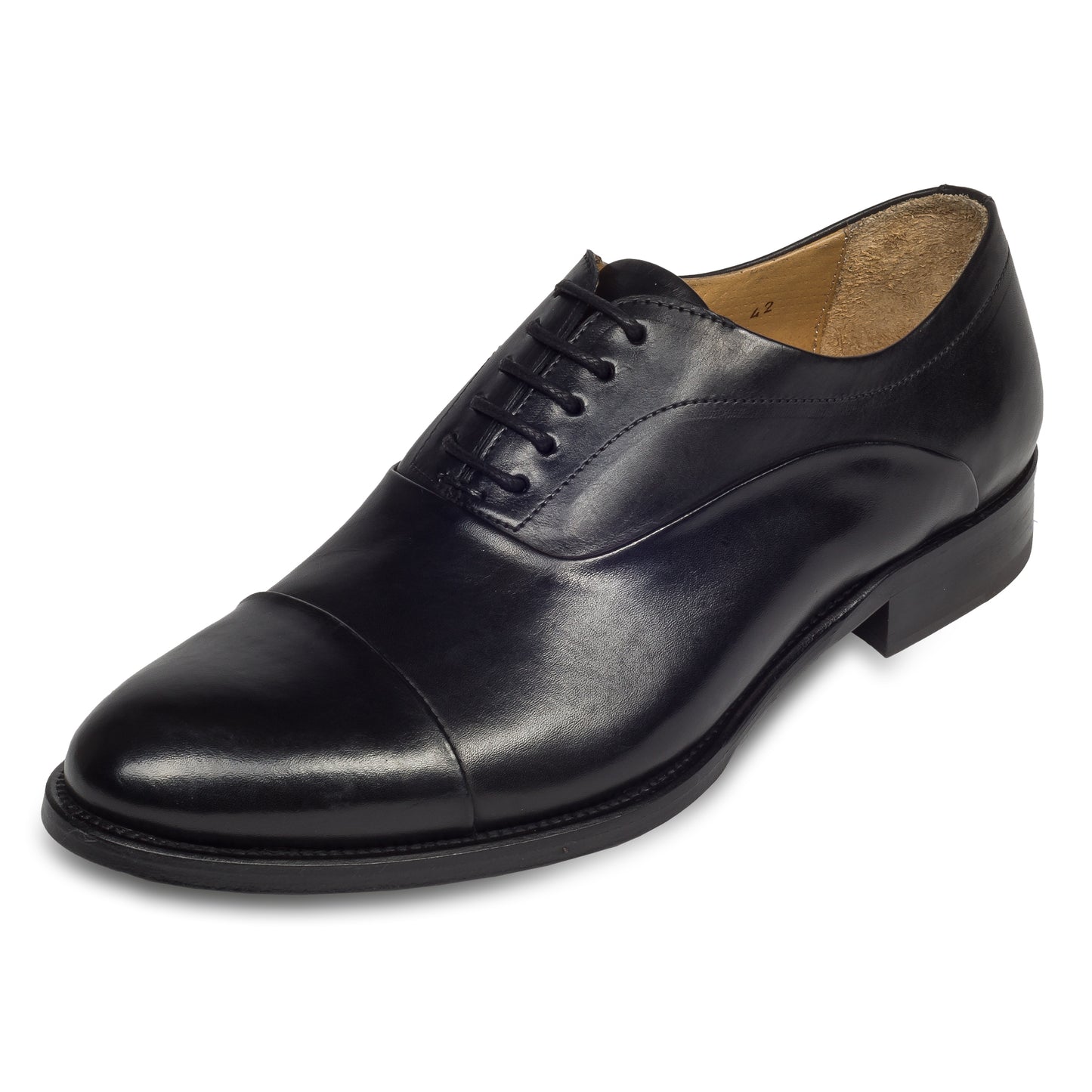 BRECOS Anzugschuhe | Oxford Captoe schwarz, Durchgenäht