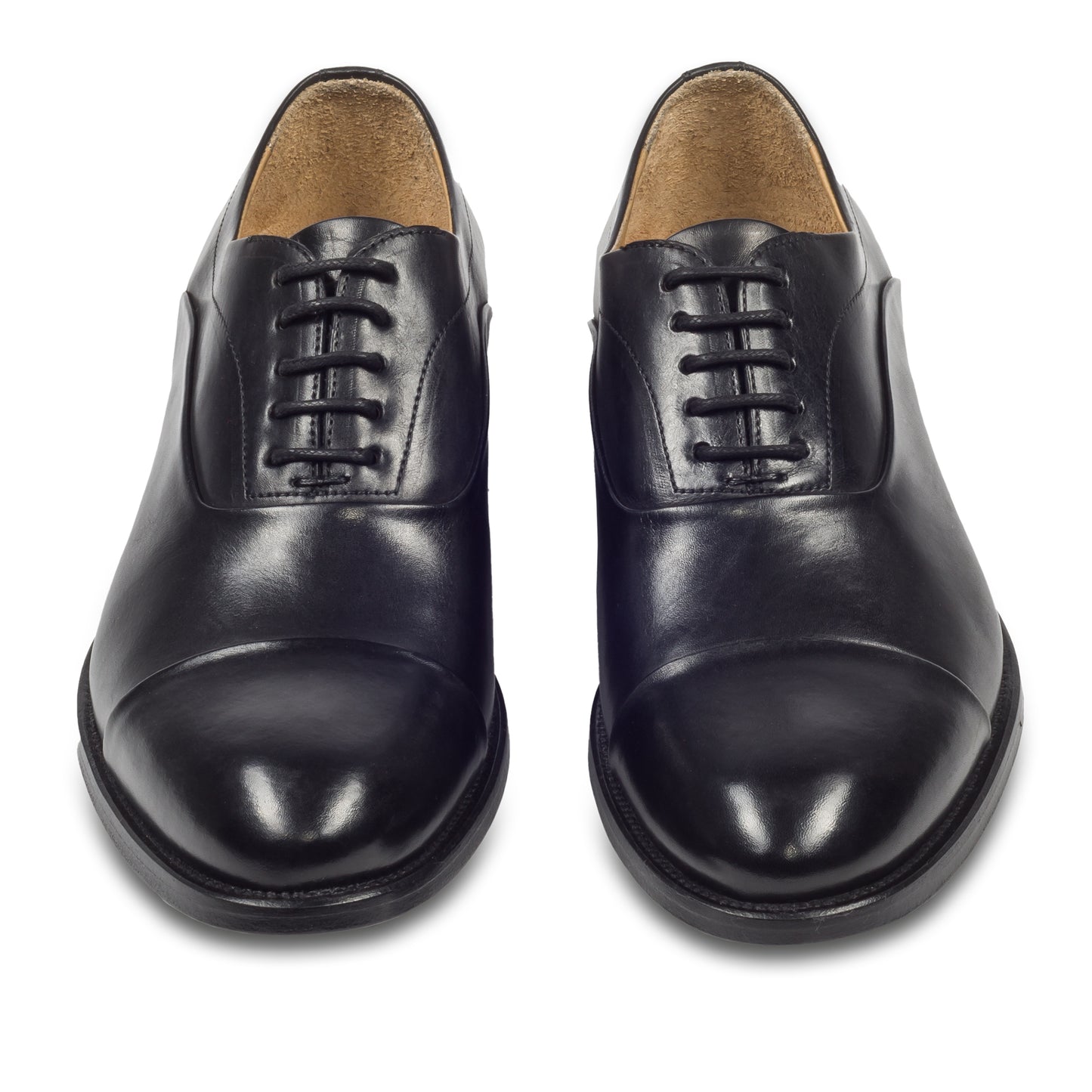 BRECOS Anzugschuhe | Oxford Captoe schwarz, Durchgenäht