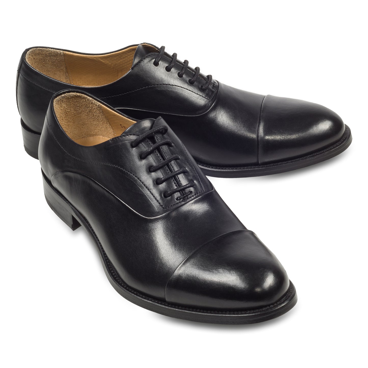 BRECOS Anzugschuhe | Oxford Captoe schwarz, Durchgenäht