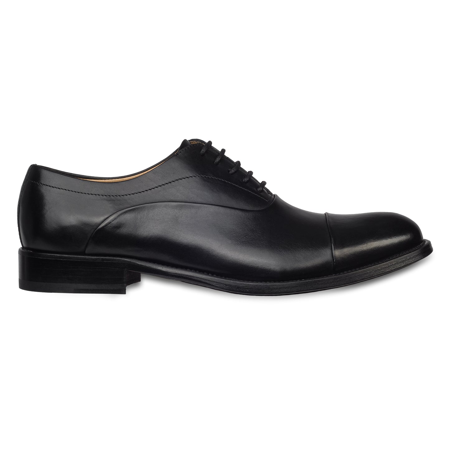 BRECOS Anzugschuhe | Oxford Captoe schwarz, Durchgenäht