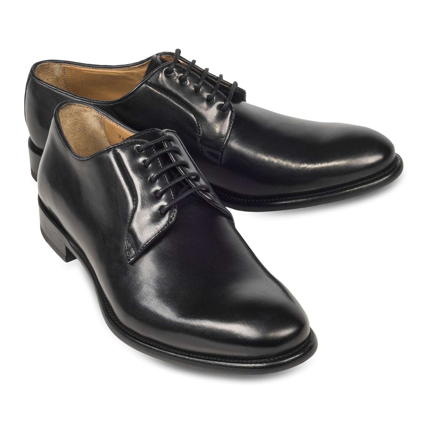 BRECOS Anzugschuhe | Plain Derby Schnürer schwarz, Durchgenäht