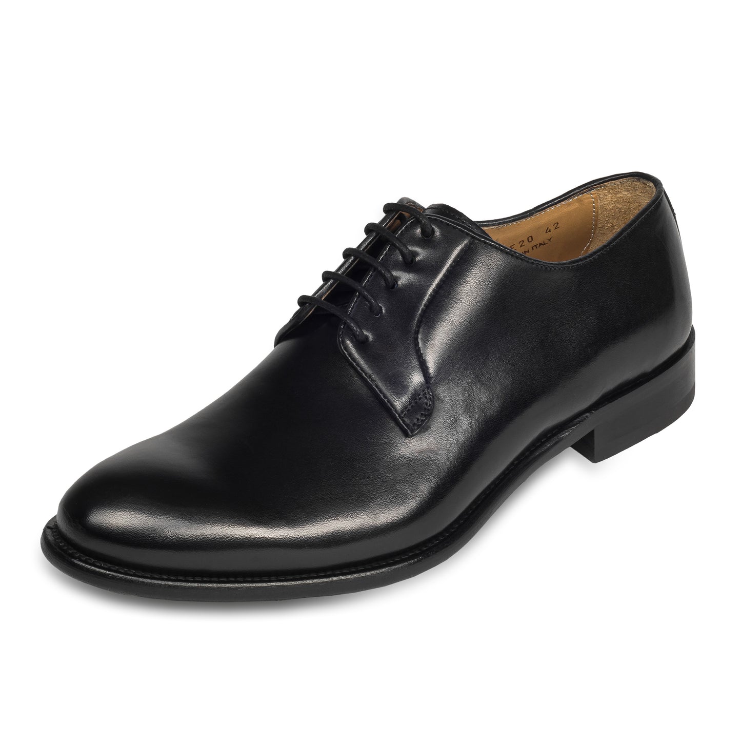 BRECOS Anzugschuhe | Plain Derby Schnürer schwarz, Durchgenäht