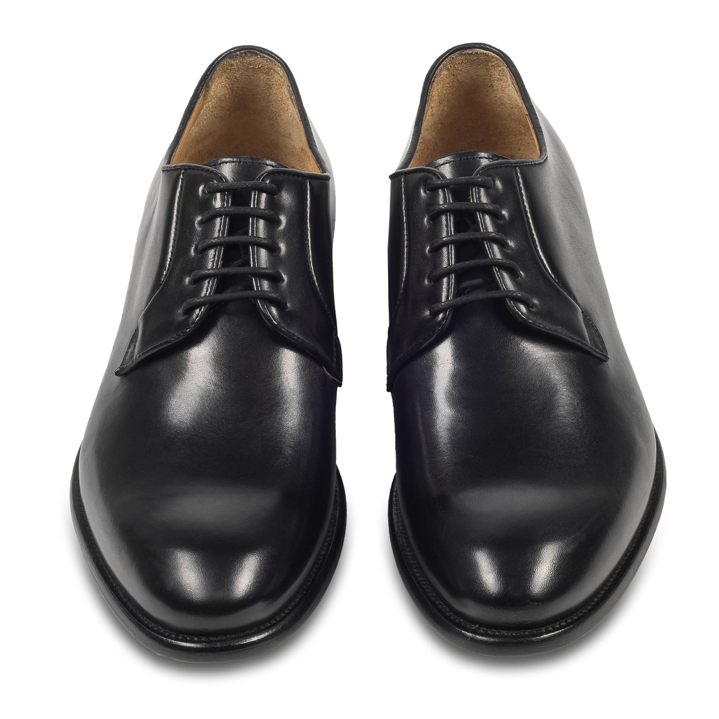 BRECOS Anzugschuhe | Plain Derby Schnürer schwarz, Durchgenäht