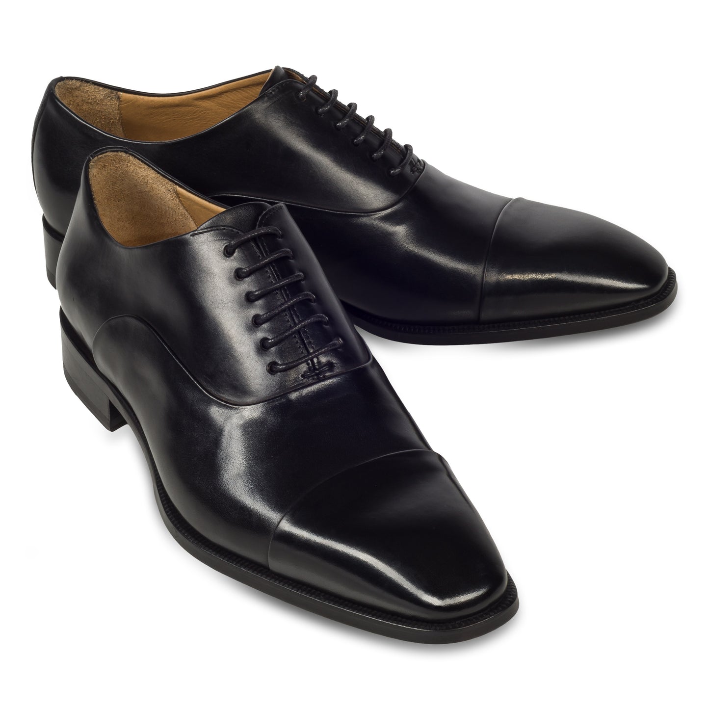 BRECOS Anzugschuhe | Captoe Oxford schwarz, Durchgenäht