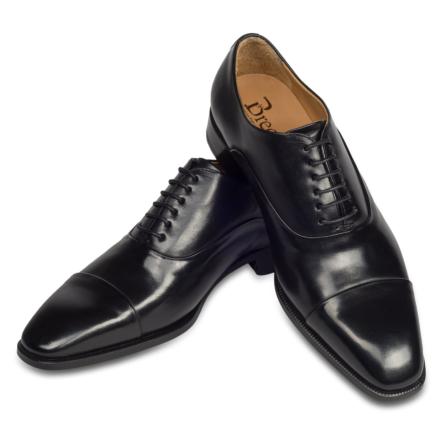 BRECOS Anzugschuhe | Captoe Oxford schwarz, Durchgenäht