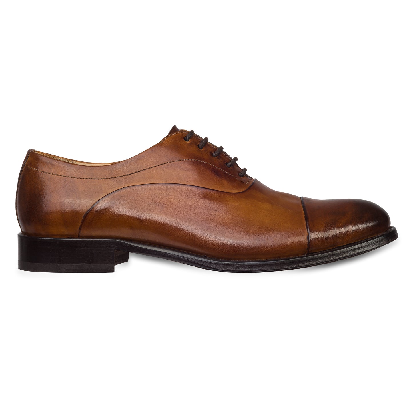 BRECOS Anzugschuhe | Captoe Oxford cognac braun / mittelbraun, Durchgenäht