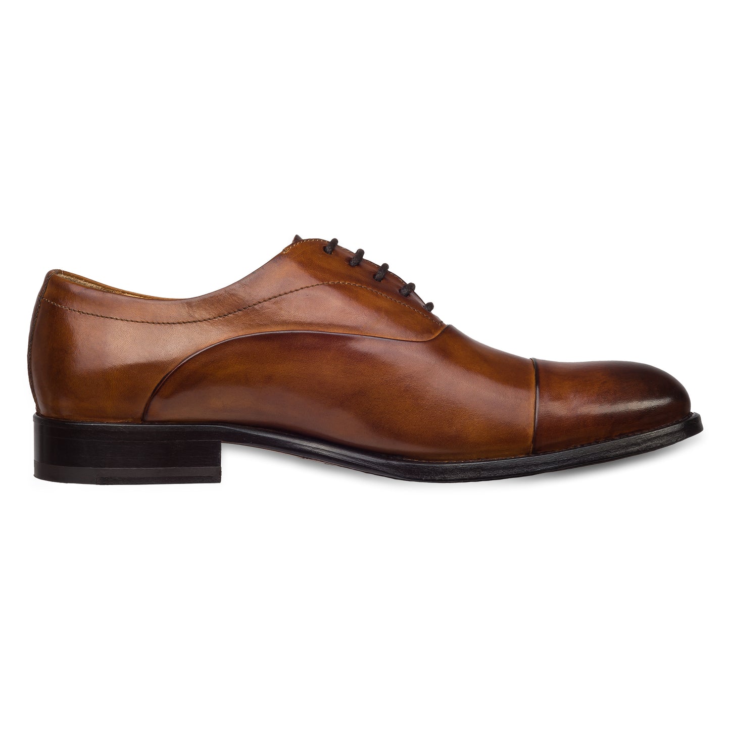 BRECOS Anzugschuhe | Captoe Oxford cognac braun / mittelbraun, Durchgenäht