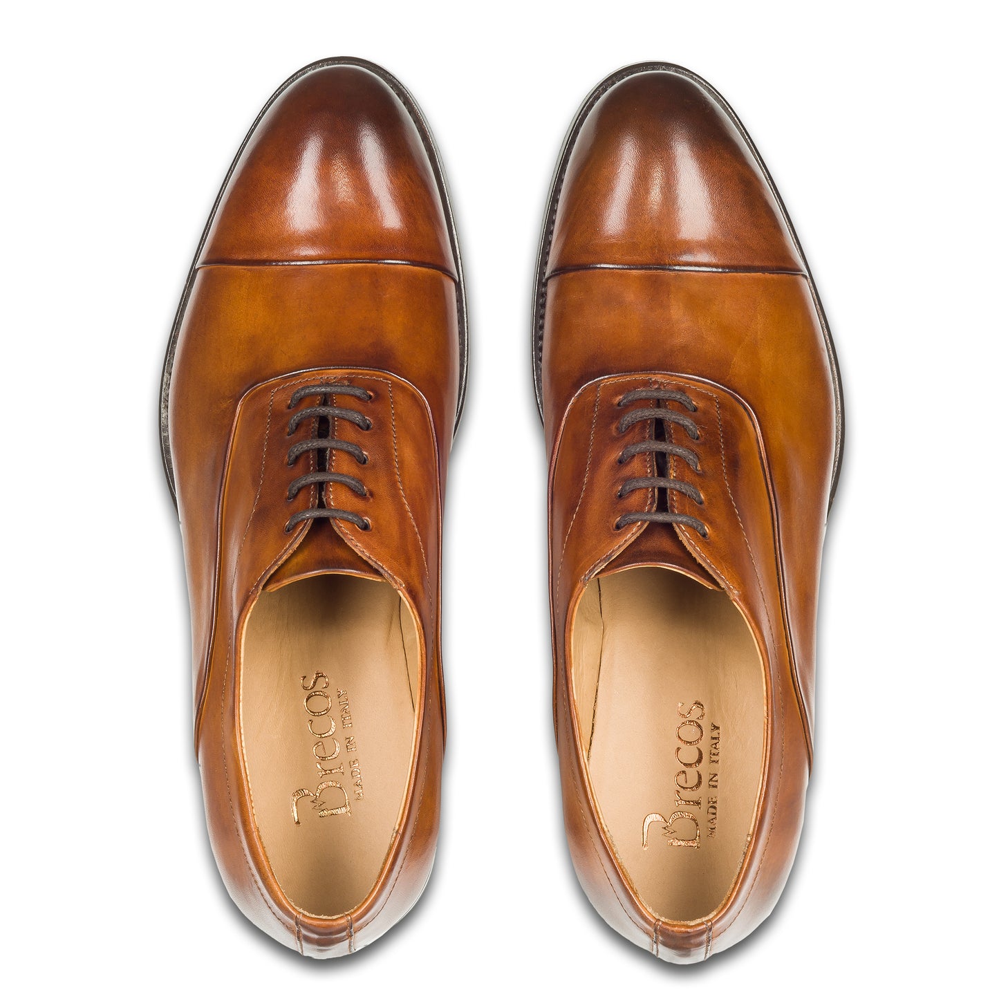 BRECOS Anzugschuhe | Captoe Oxford cognac braun / mittelbraun, Durchgenäht