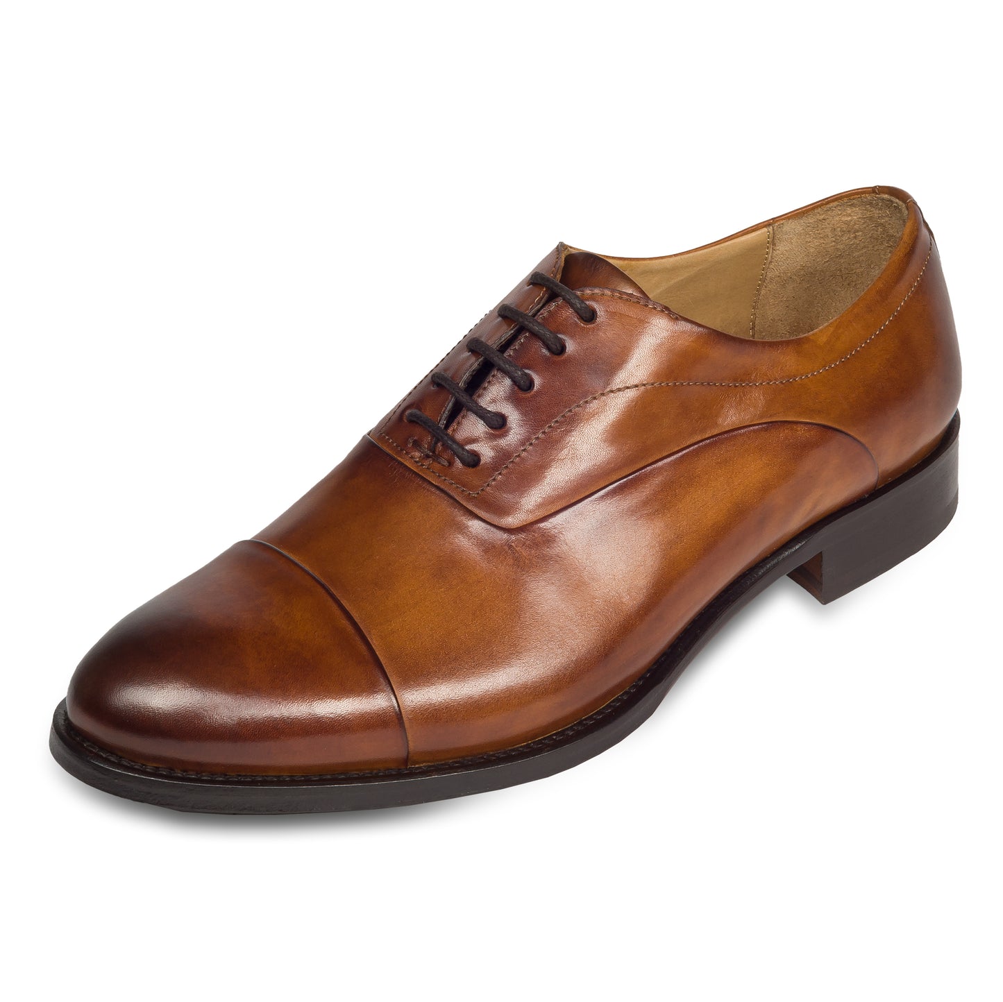 BRECOS Anzugschuhe | Captoe Oxford cognac braun / mittelbraun, Durchgenäht