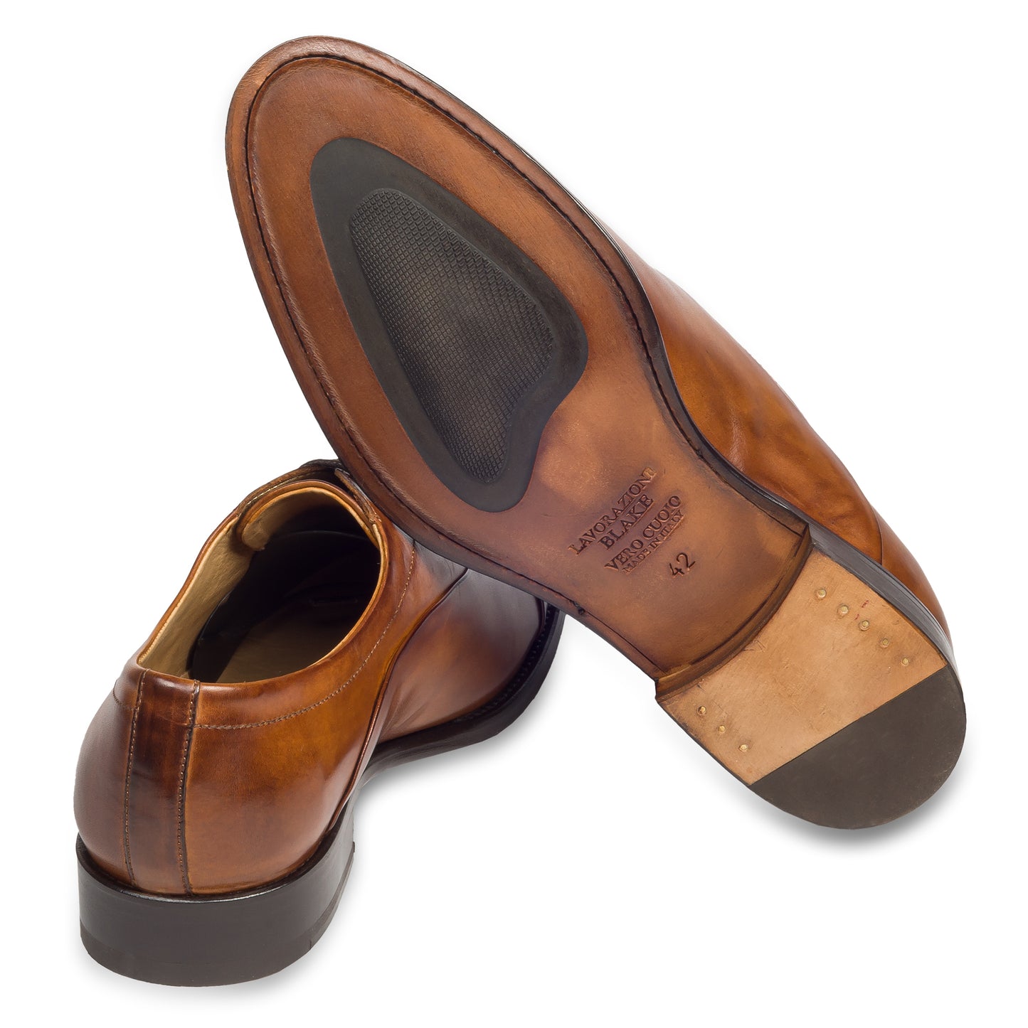 BRECOS Anzugschuhe | Captoe Oxford cognac braun / mittelbraun, Durchgenäht