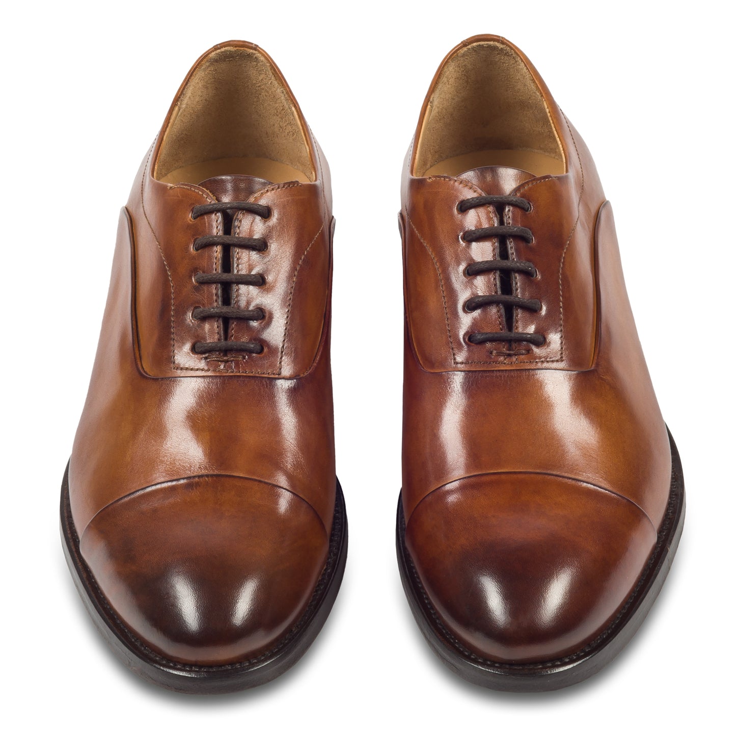 BRECOS Anzugschuhe | Captoe Oxford cognac braun / mittelbraun, Durchgenäht