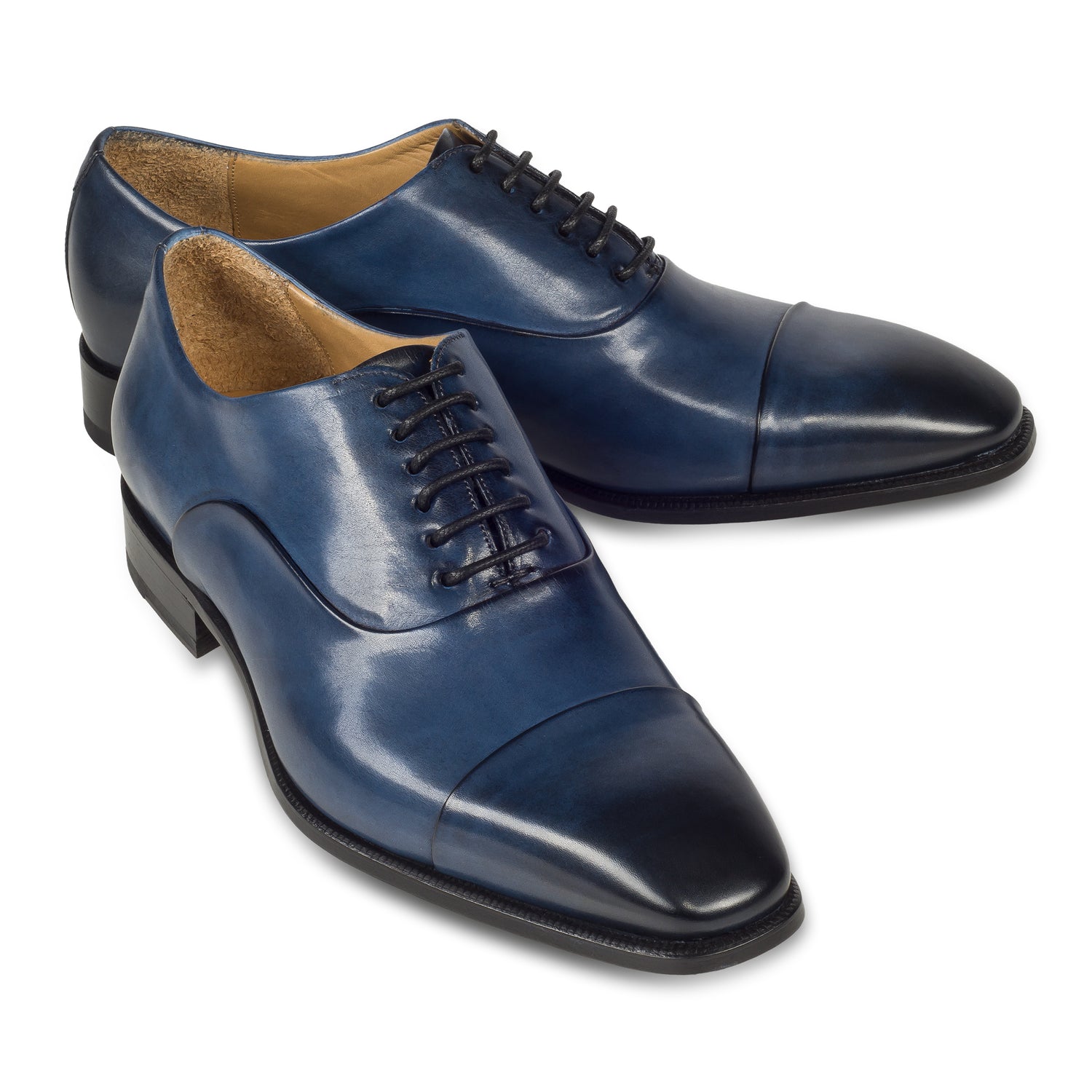 Brecos Anzugschuh,  durchgenähter Captoe Oxford in blau bei SISENTO scarpe & Co.