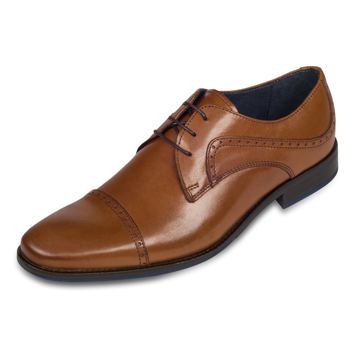 Nicola Benson | Quarter-Brogue Derby Schnürer, cognac braun / mittelbraun. Letzte Gr. 43/44, SALE!