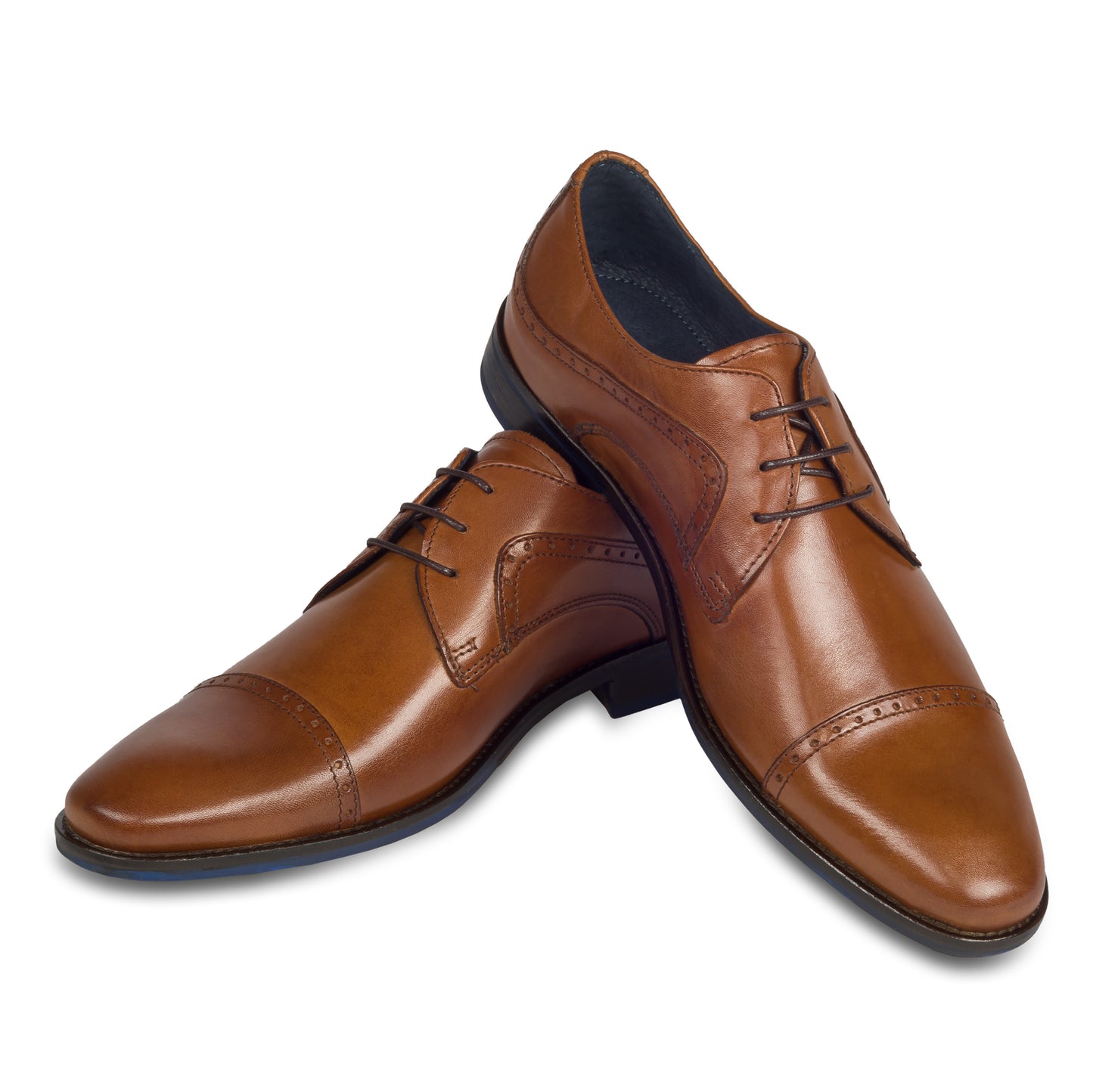 Nicola Benson | Quarter-Brogue Derby Schnürer, cognac braun / mittelbraun. Letzte Gr. 43/44, SALE!