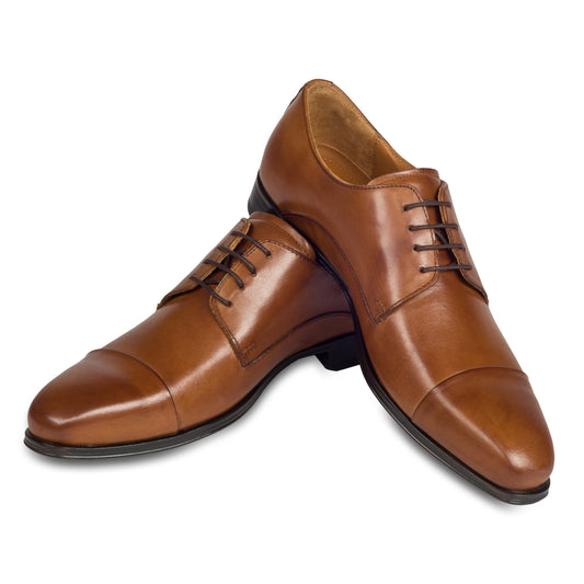 Nicola Benson Anzugschuh, Captoe Derby mittelbraun / cognac braun bei SISENTO scarpe & Co.