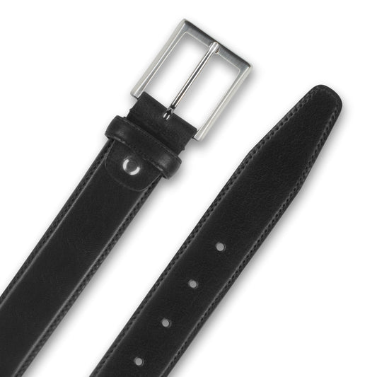 Ledergürtel schwarz, Schließe silber